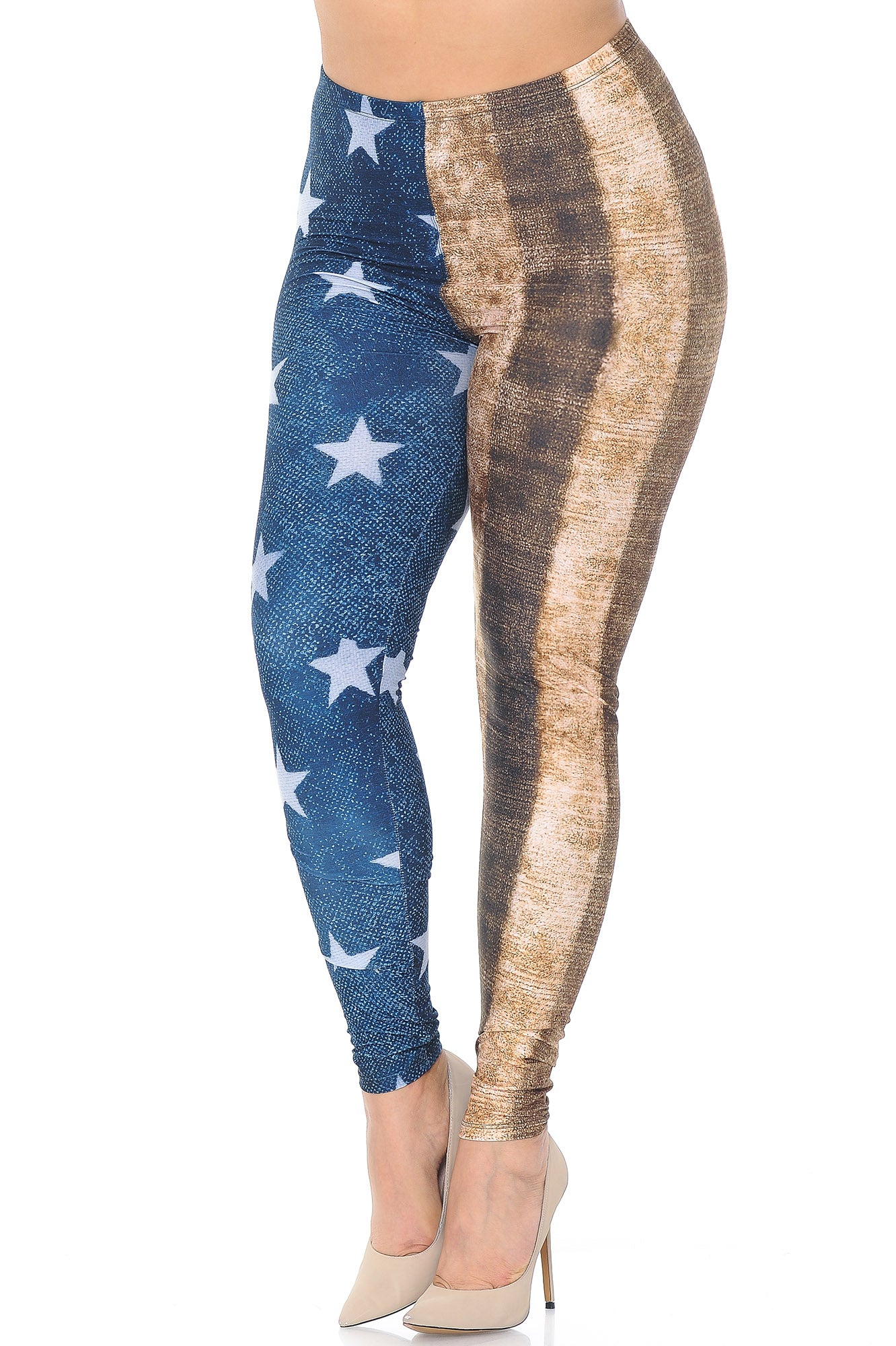Creamy Soft Vintage USA Flag Plus Size Leggings - USA Fashion