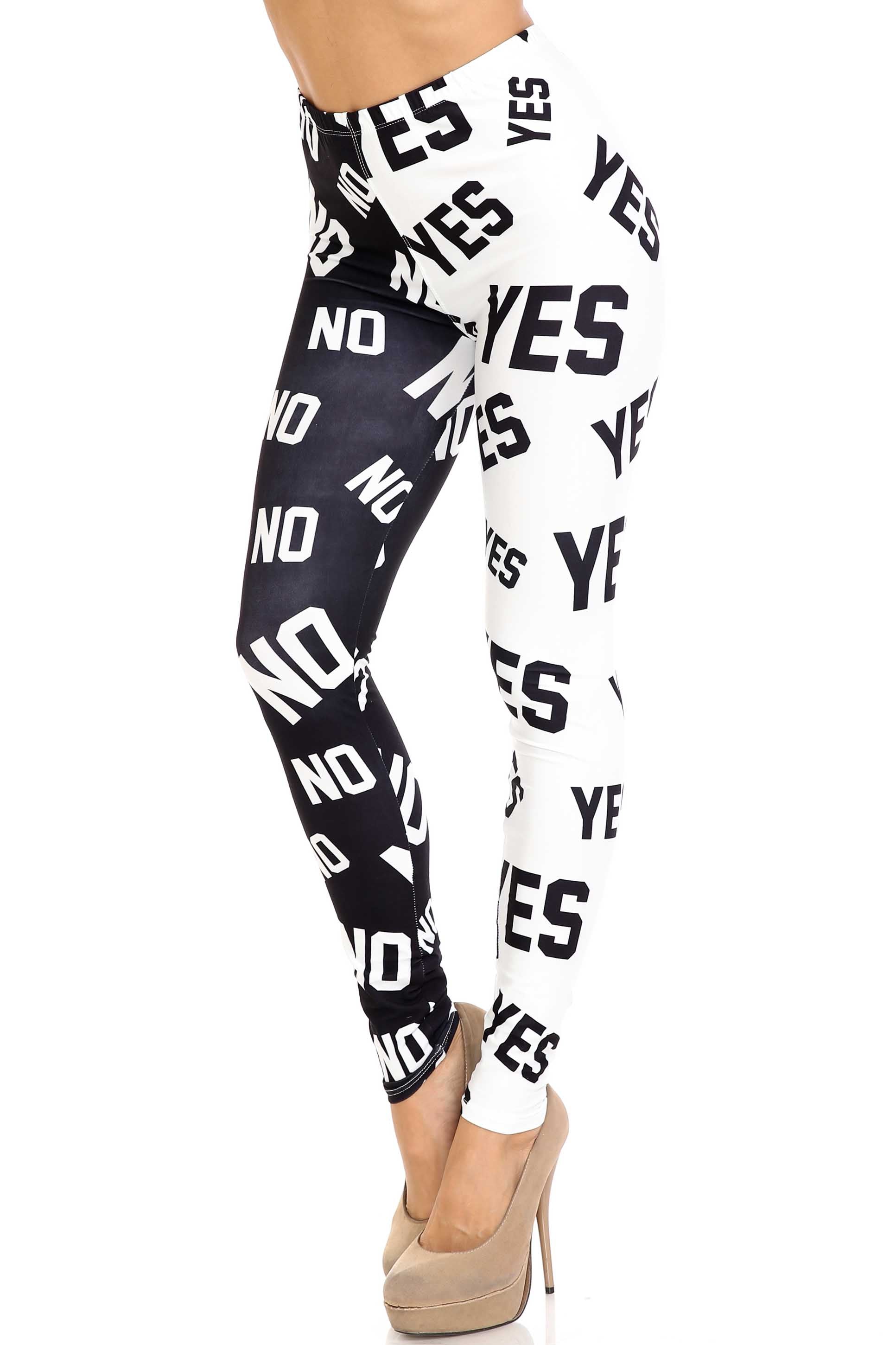 Creamy Soft Yes and No Plus Size Leggings - By USA Fashion