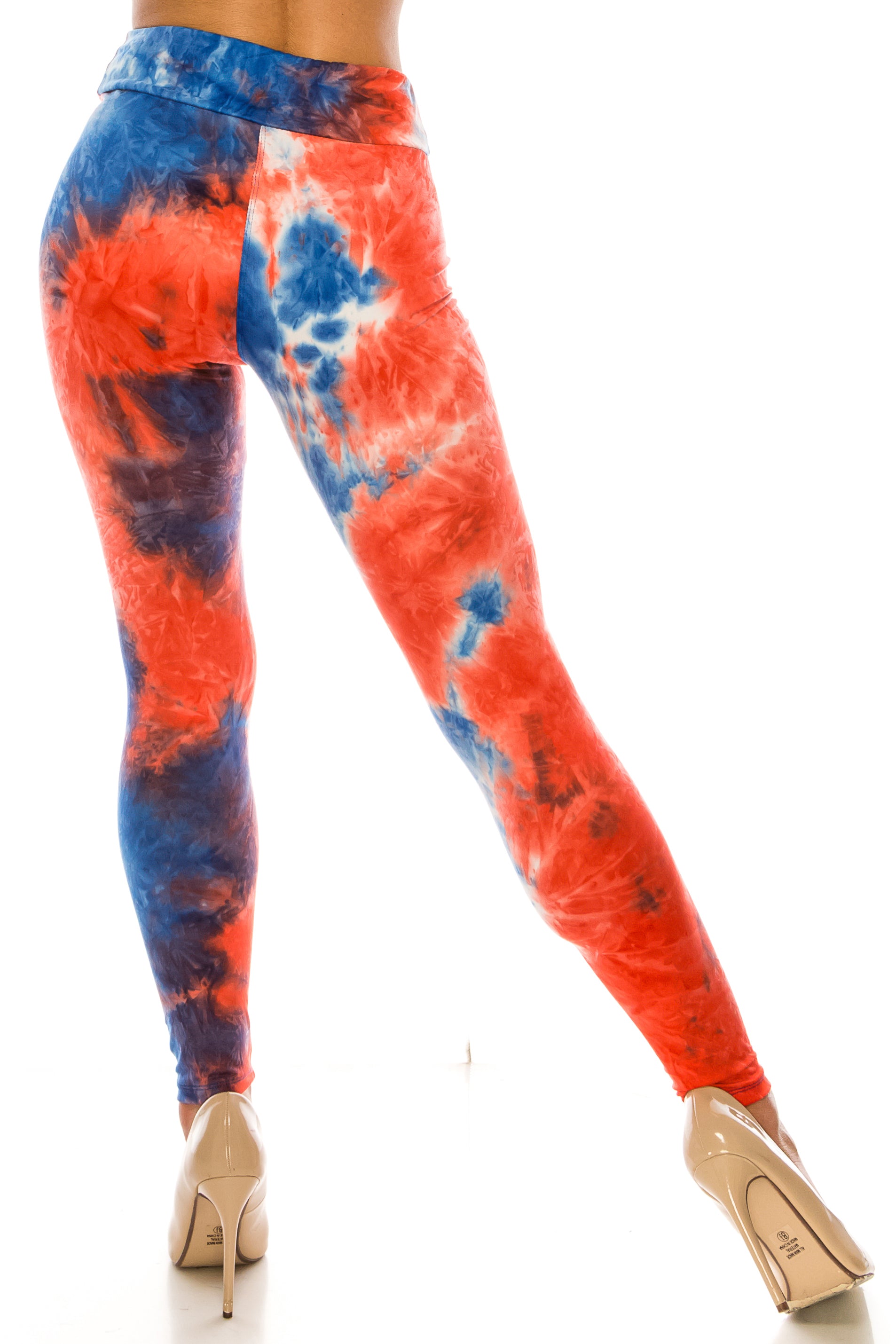 Buttery Smooth Red and Blue Tie Dye High Waisted Leggings - Plus Size