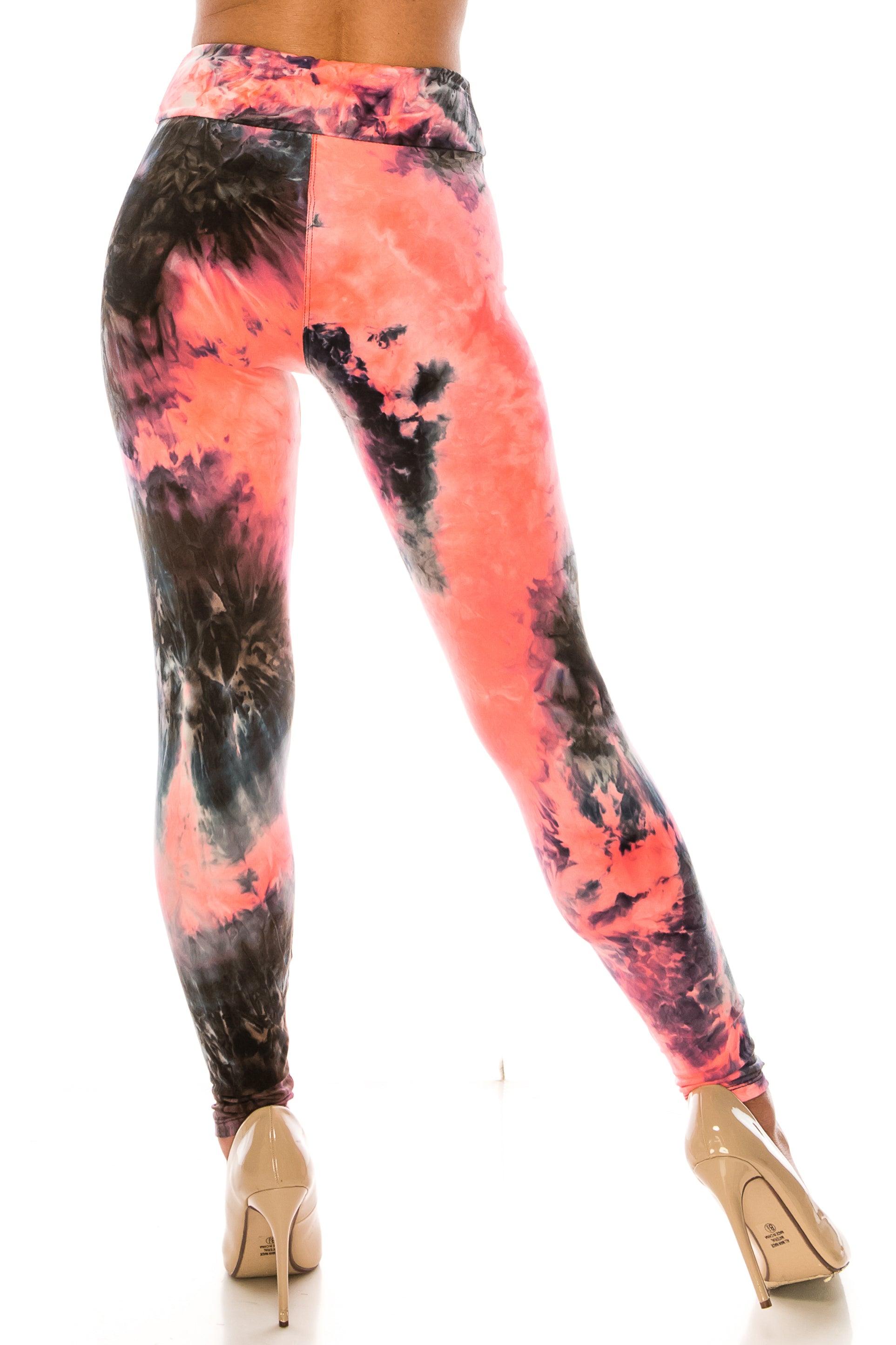 Buttery Smooth Coral Tie Dye High Waisted Leggings - Plus Size