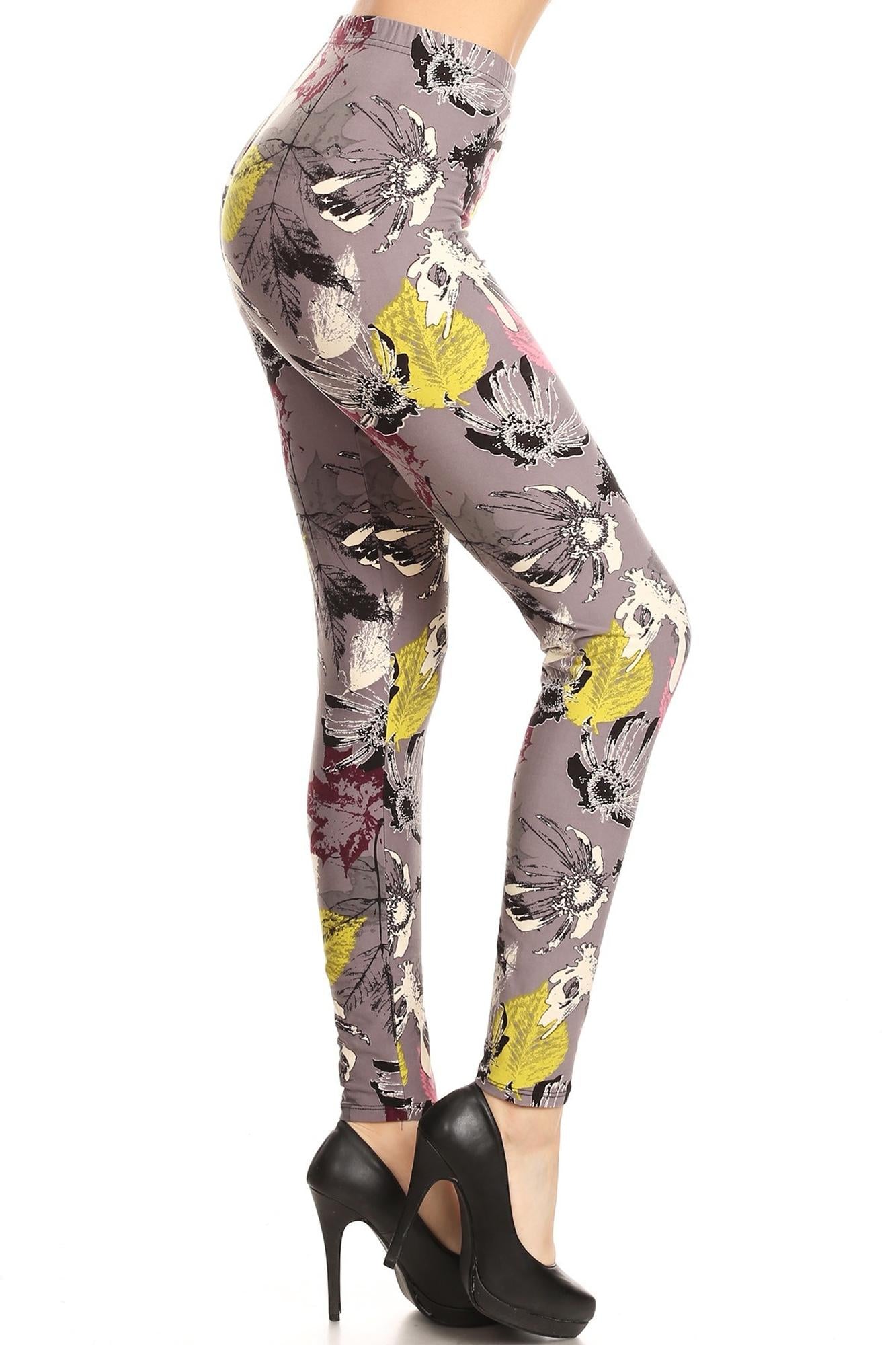Buttery Smooth Fall Leaf Floral Leggings