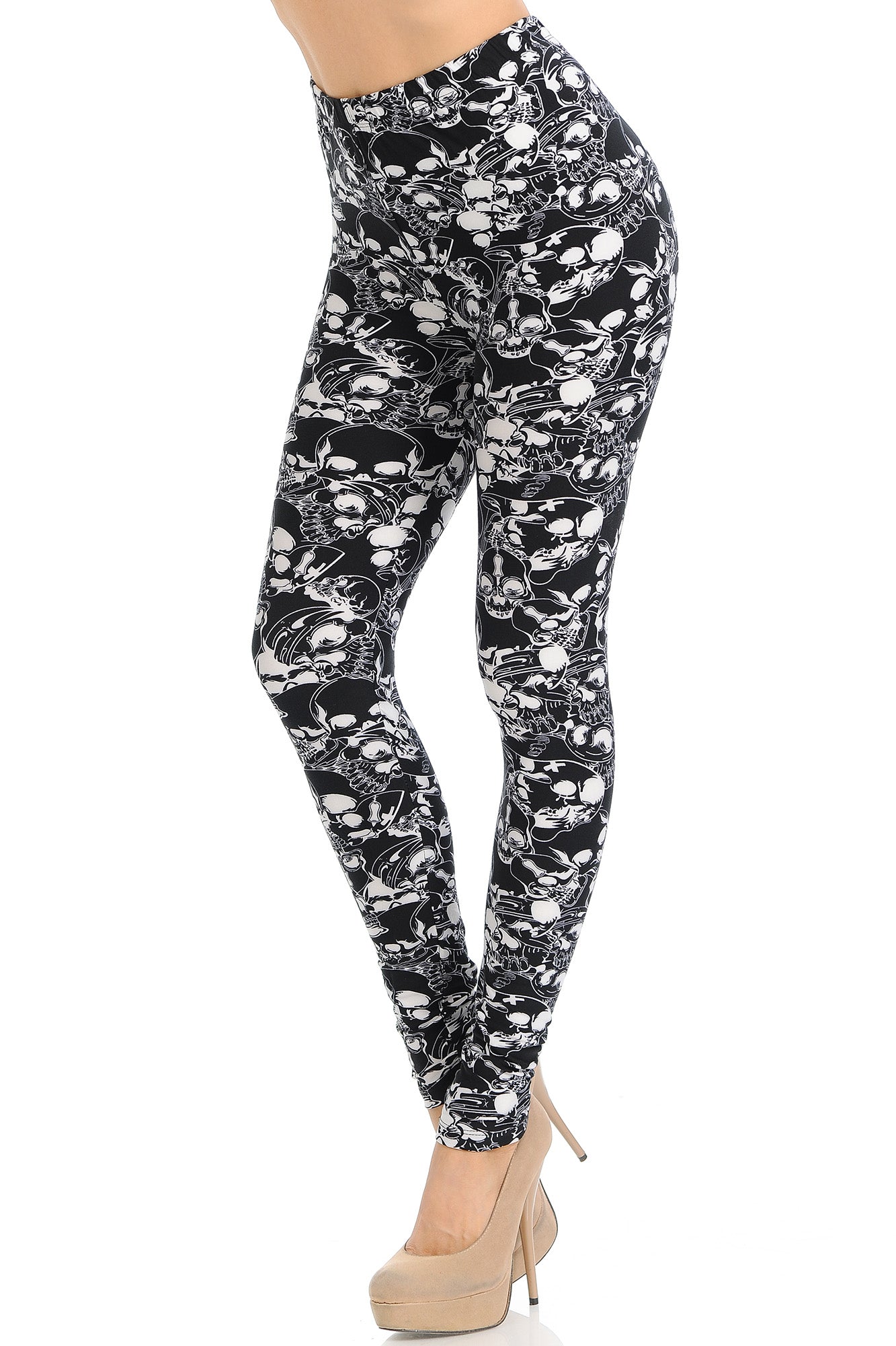 Buttery Smooth Black Layers of Skulls Leggings