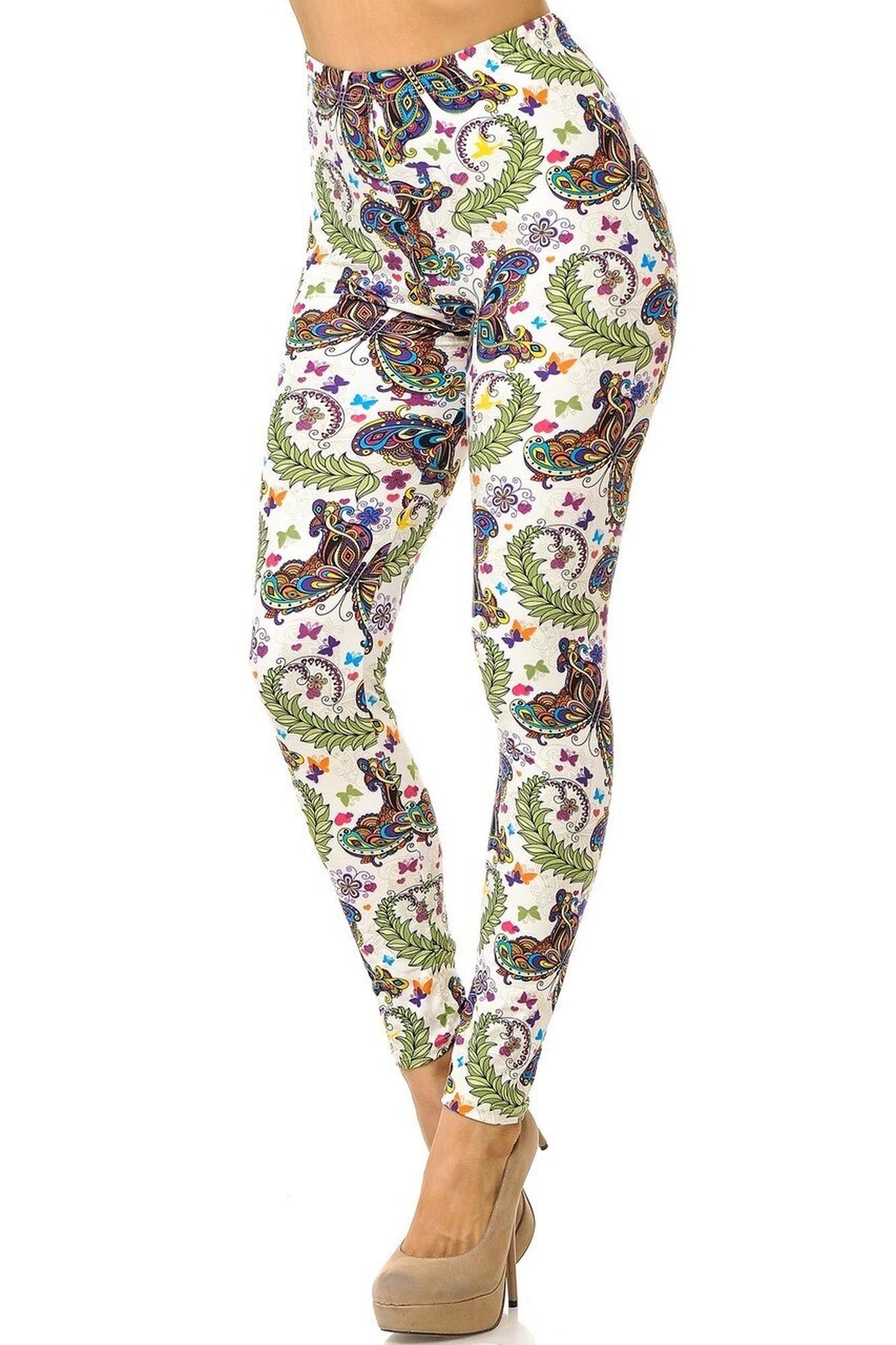 Buttery Smooth Dainty Ivory Butterfly Leggings