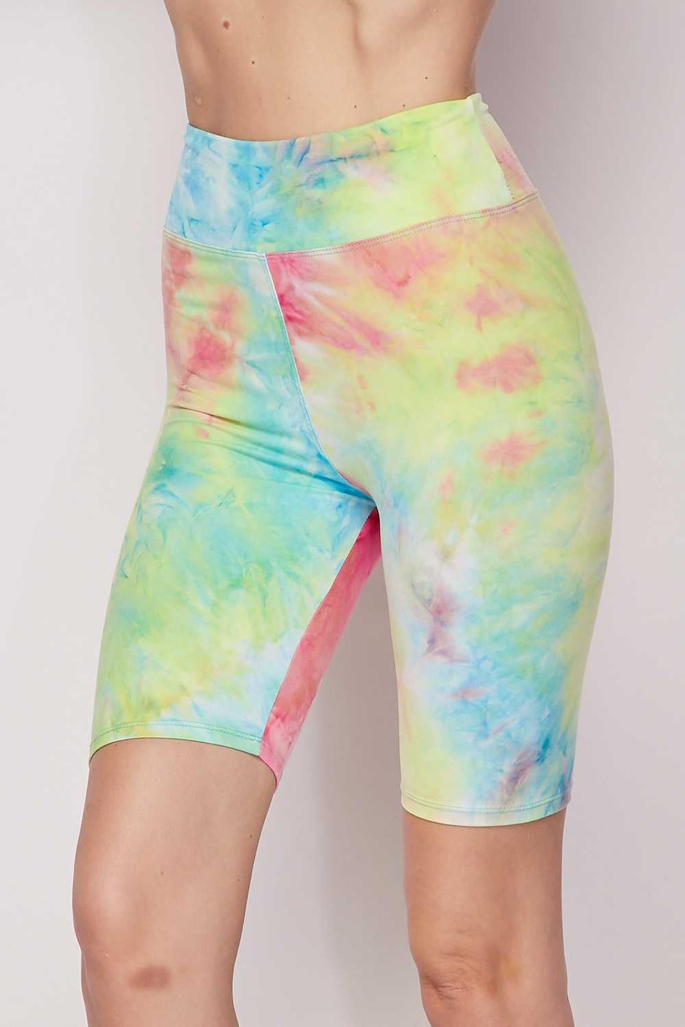 Buttery Soft Tie Dye High Waisted Biker Premium Shorts - 3 Inch Waist