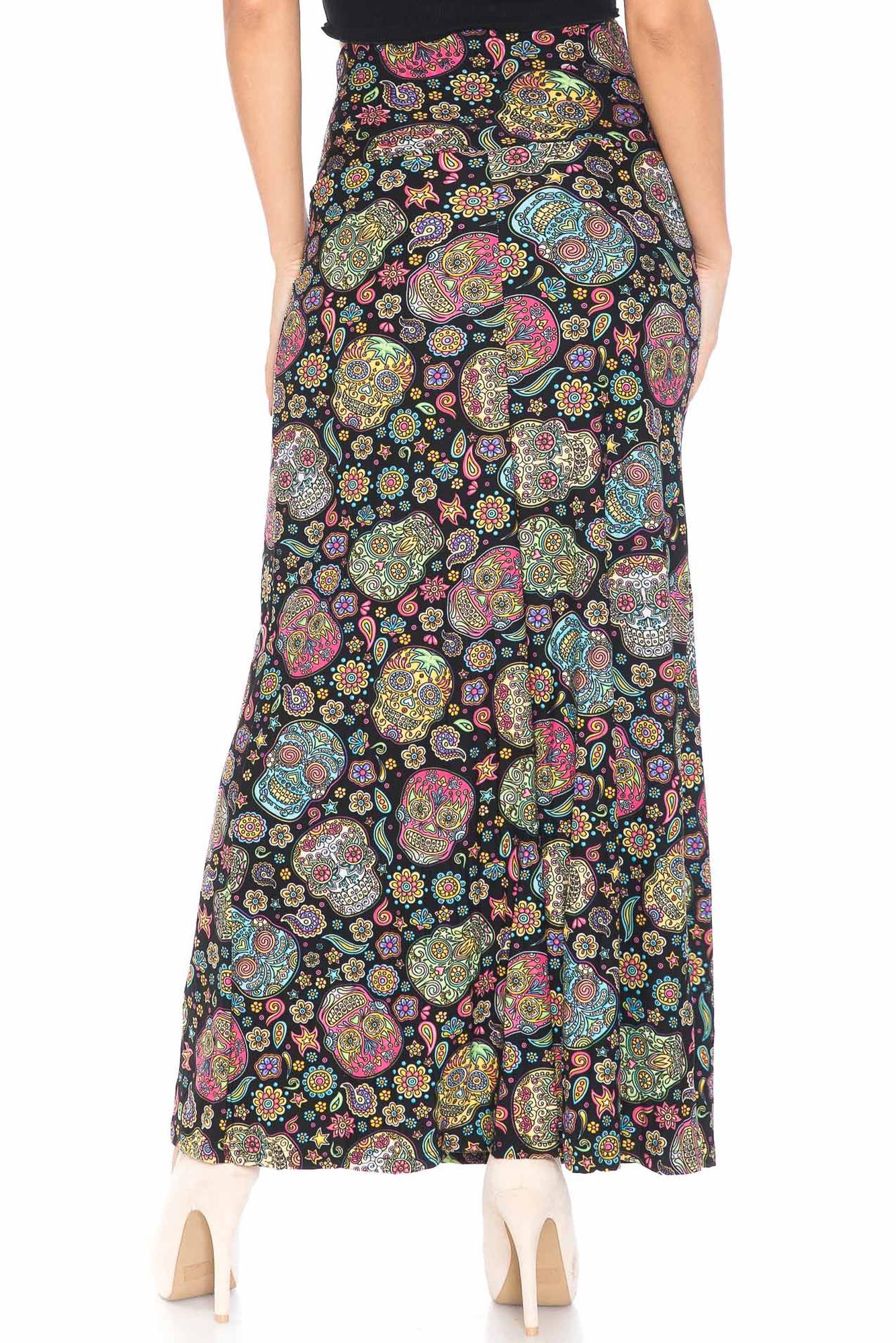 Buttery Soft Mandala Sugar Skull Maxi Modern Skirt