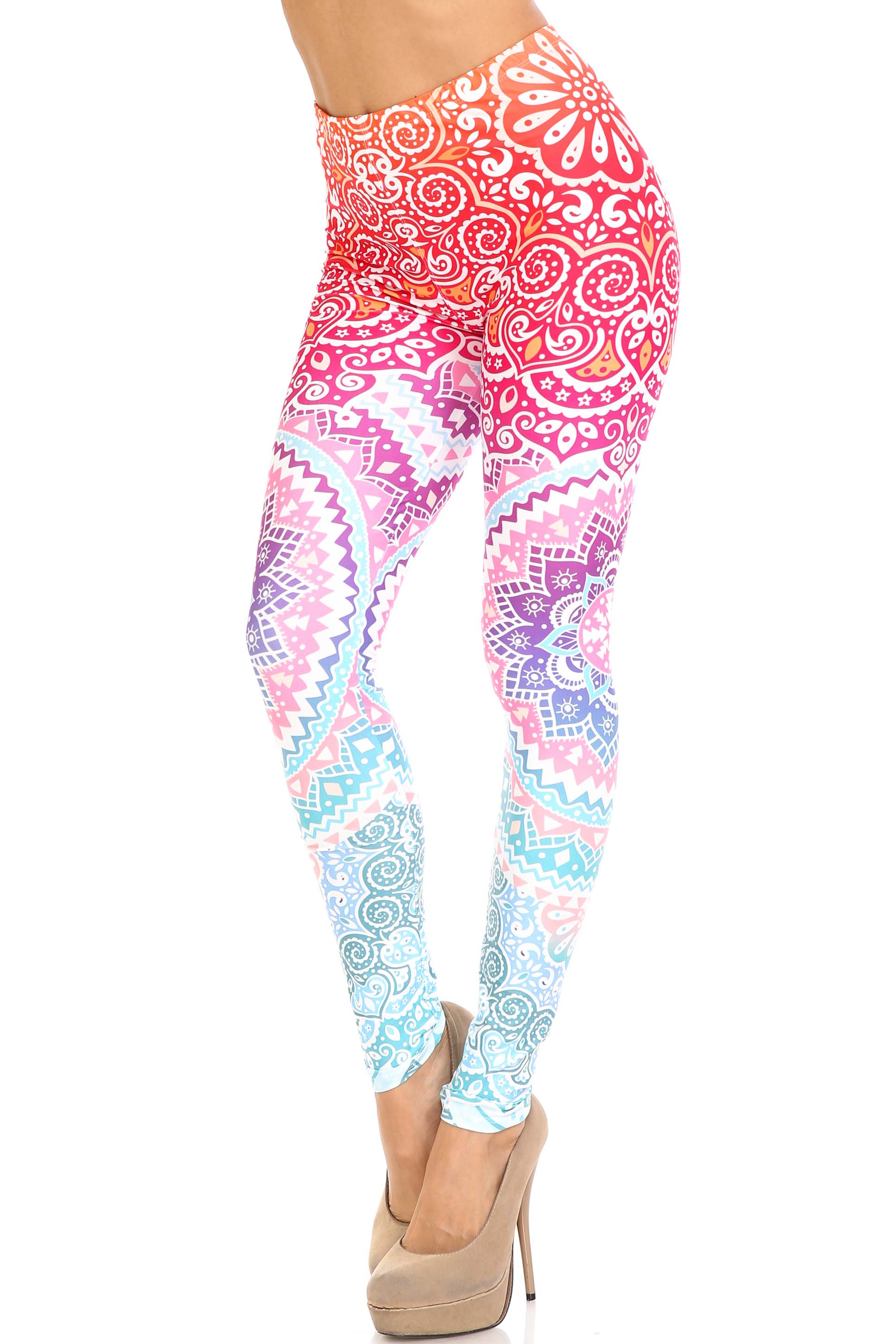 Creamy Soft Ombre Mandala Aztec Leggings - USA Fashion