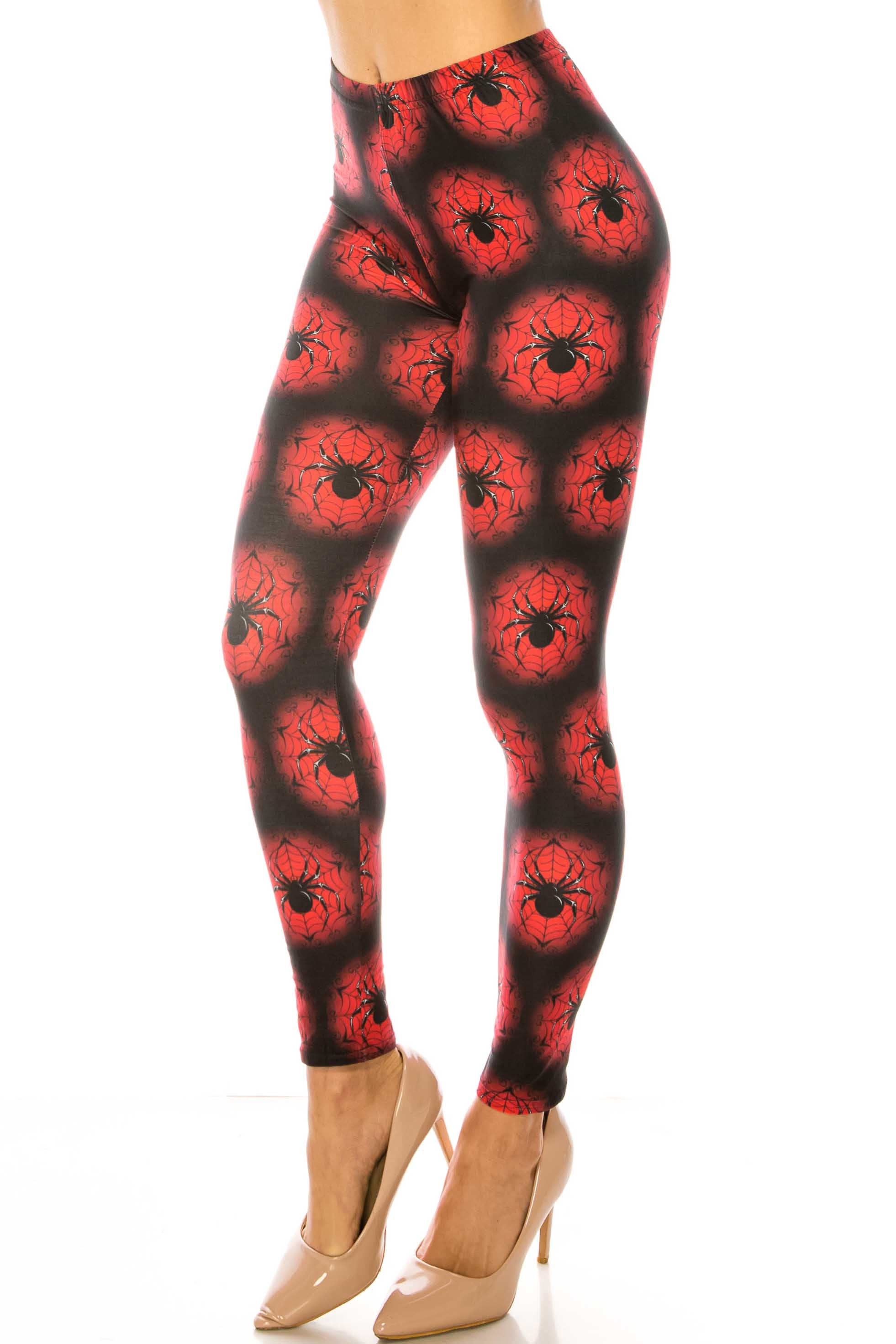 Creamy Soft Black Widow Spider Web Leggings - USA Fashion