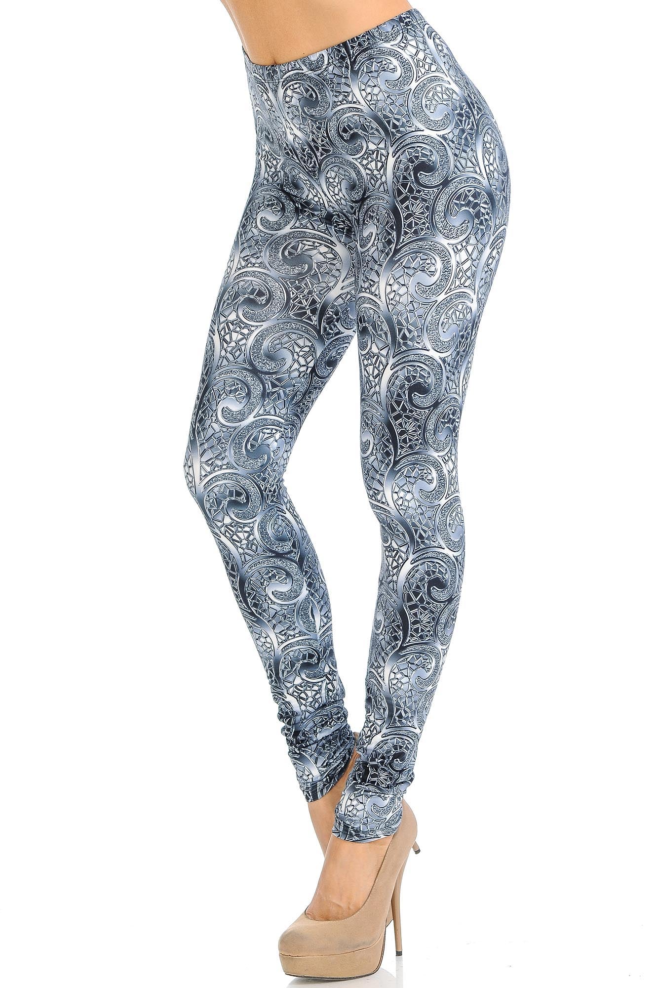 Creamy Soft Swirling Crystal Glass Leggings - USA Fashion