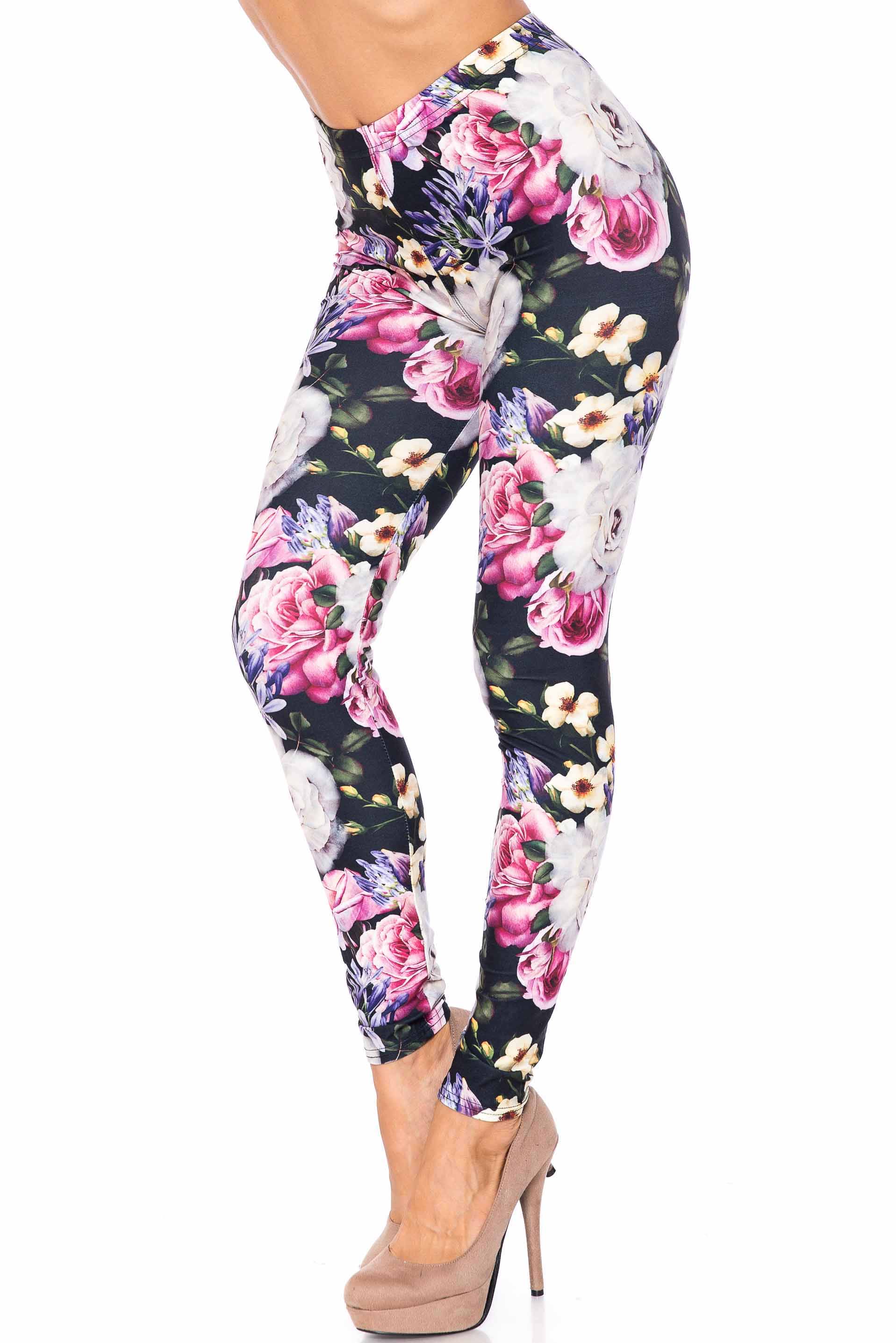 Creamy Soft Floral Garden Bouquet Leggings - USA Fashion