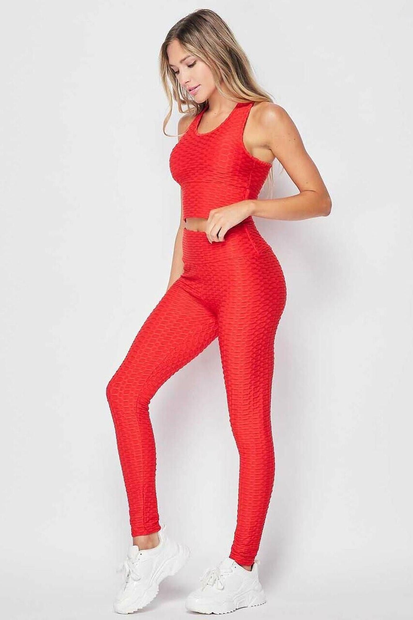 2 Piece Scrunch Butt Leggings and Crop Premium Top Set
