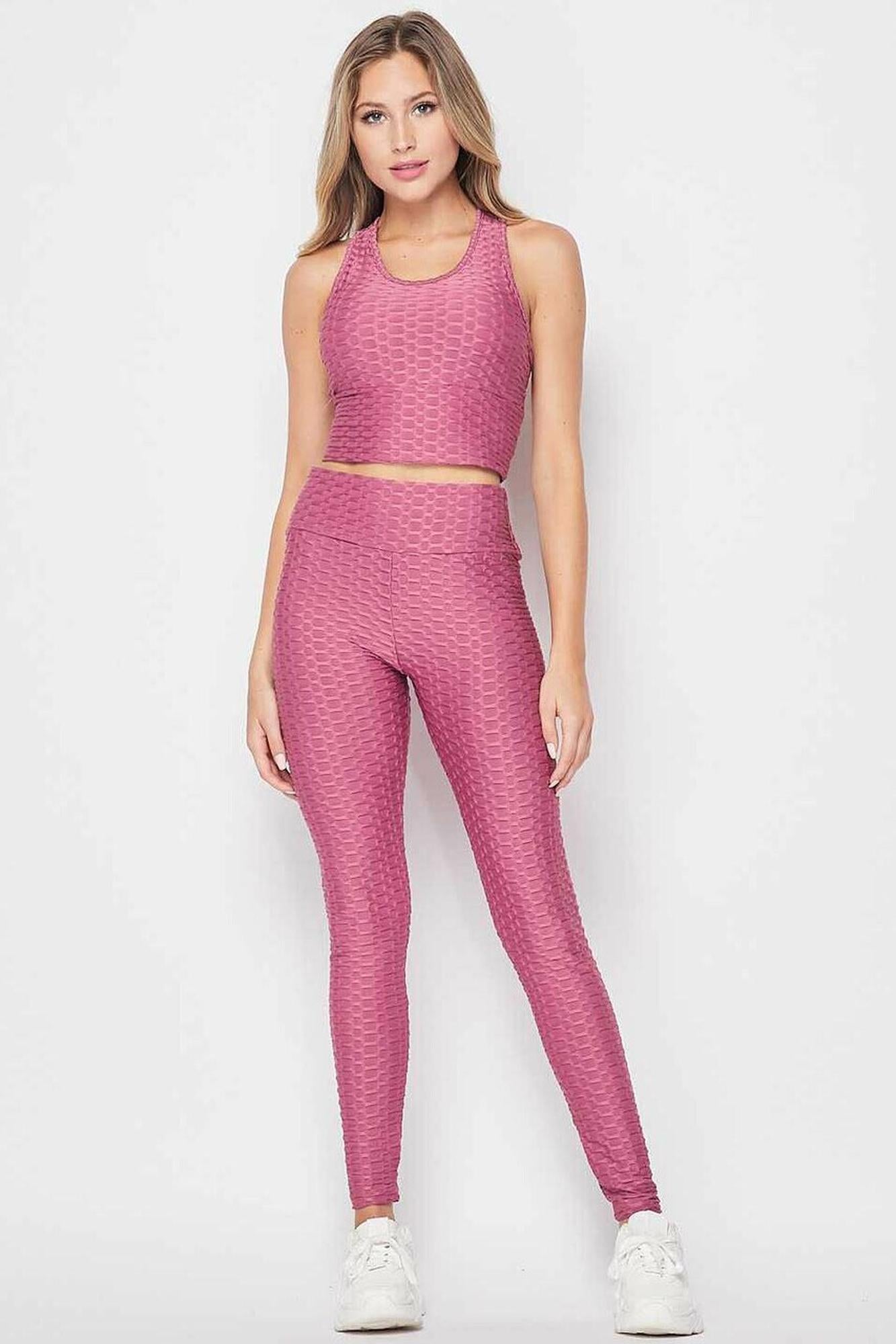2 Piece Scrunch Butt Leggings and Crop Premium Top Set