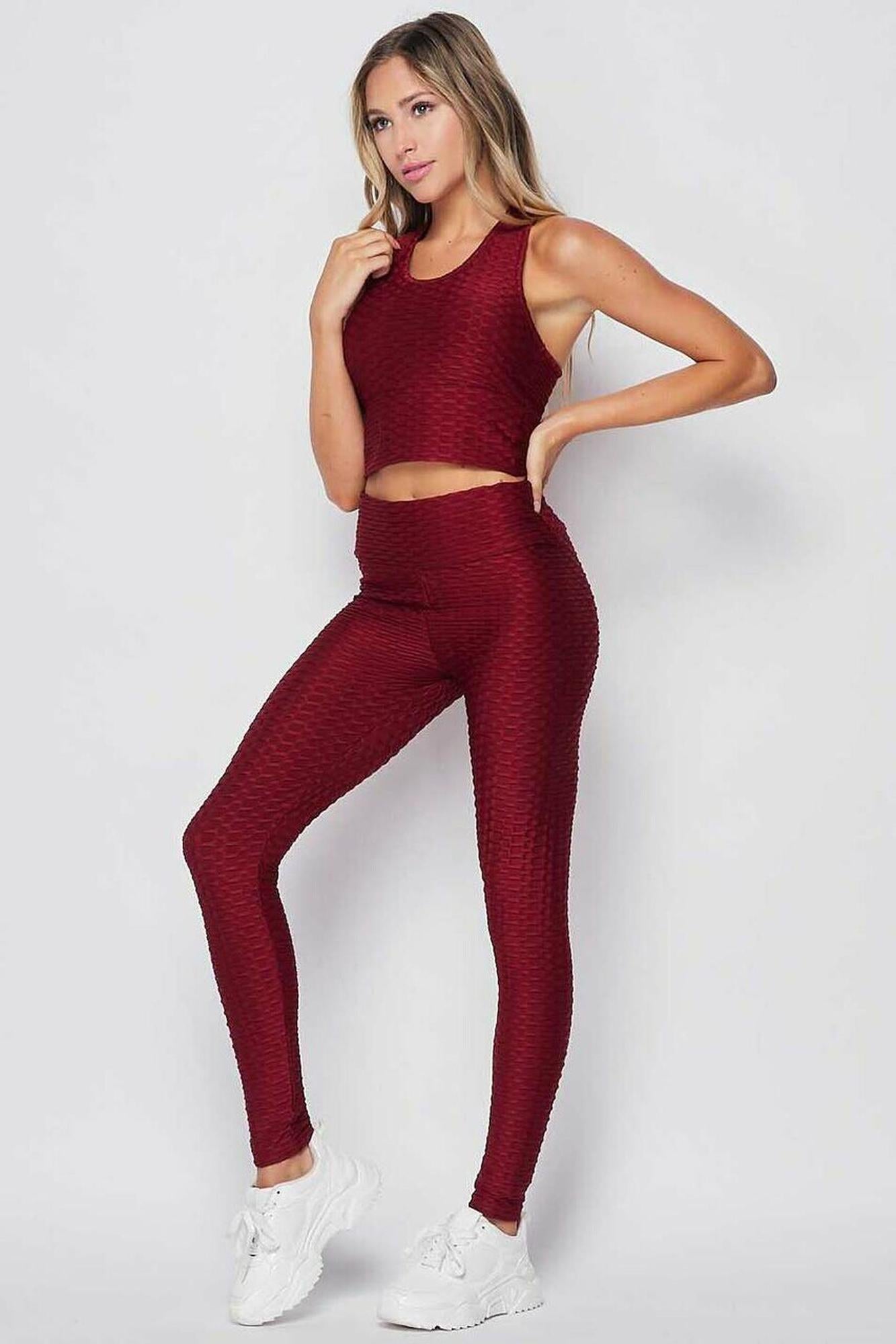 2 Piece Scrunch Butt Leggings and Crop Premium Top Set