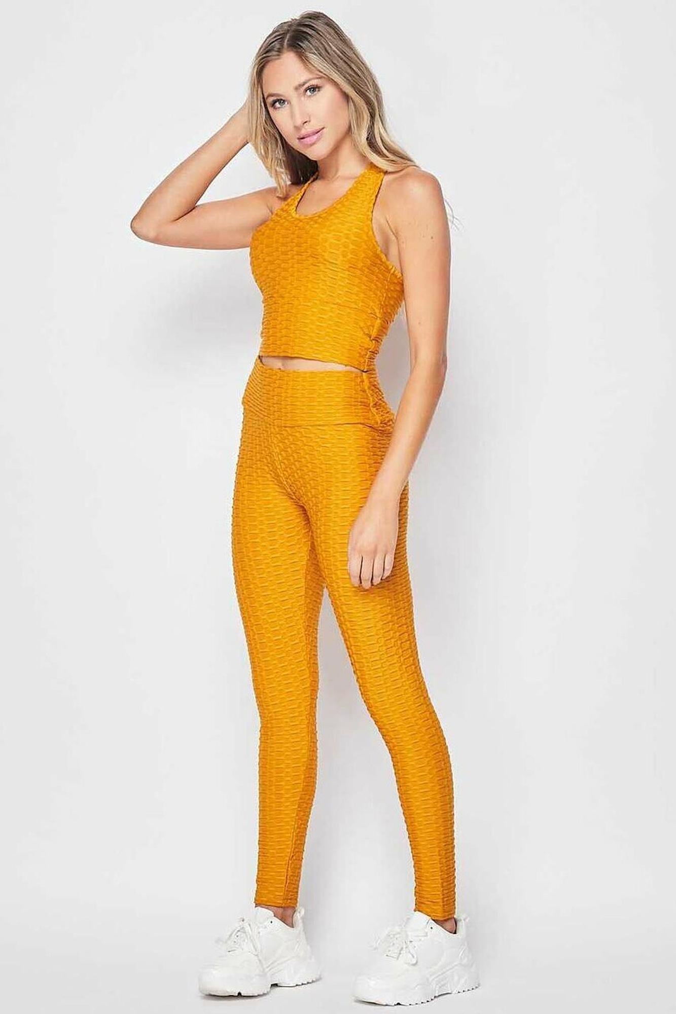 2 Piece Scrunch Butt Leggings and Crop Premium Top Set