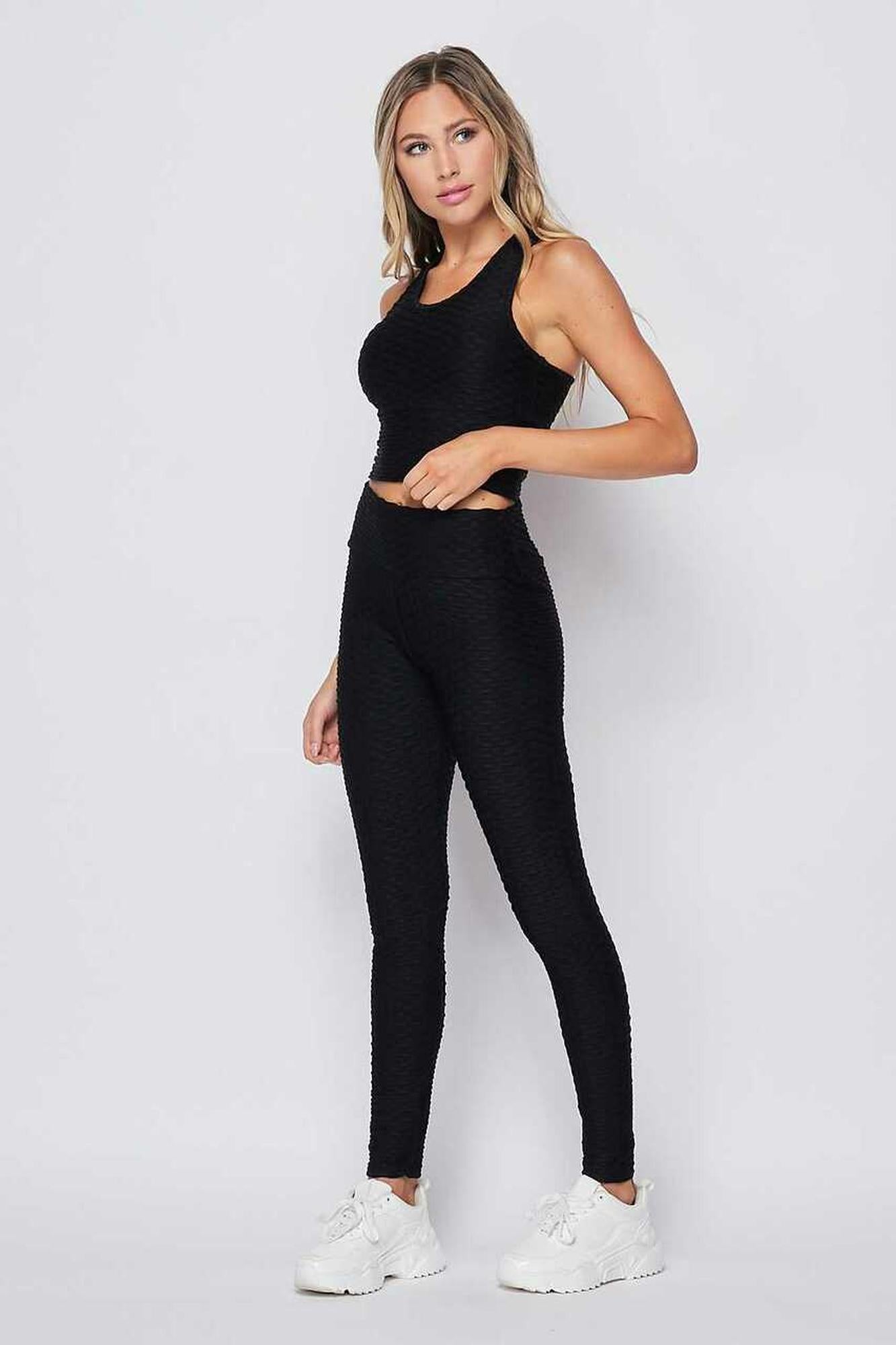 2 Piece Scrunch Butt Leggings and Crop Premium Top Set
