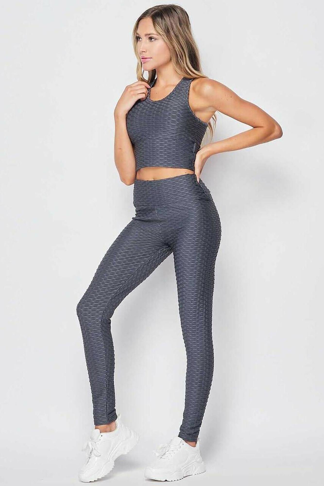 2 Piece Scrunch Butt Leggings and Crop Premium Top Set