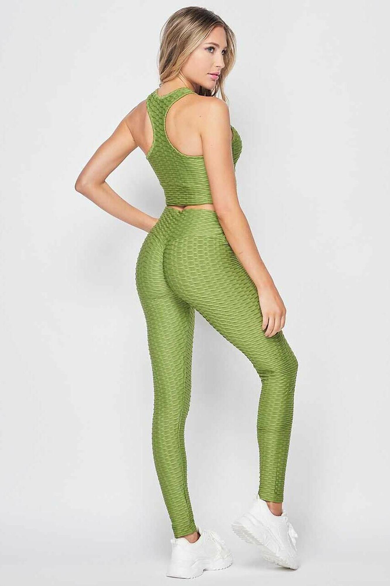 2 Piece Scrunch Butt Leggings and Crop Premium Top Set
