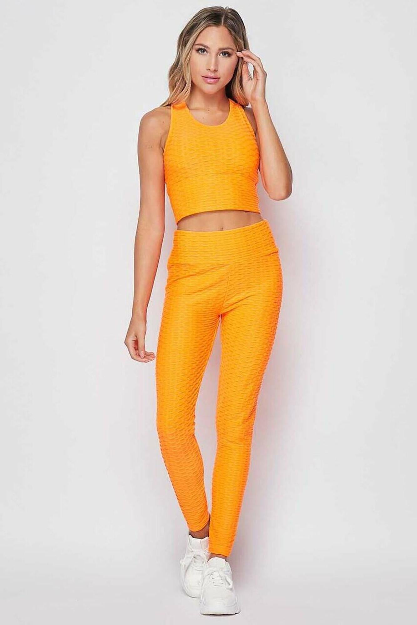 2 Piece Scrunch Butt Leggings and Crop Premium Top Set