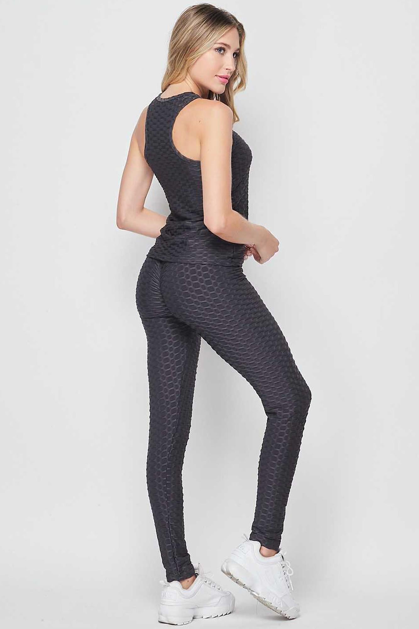 2 Piece Scrunch Butt Leggings and Tank Premium Top Set