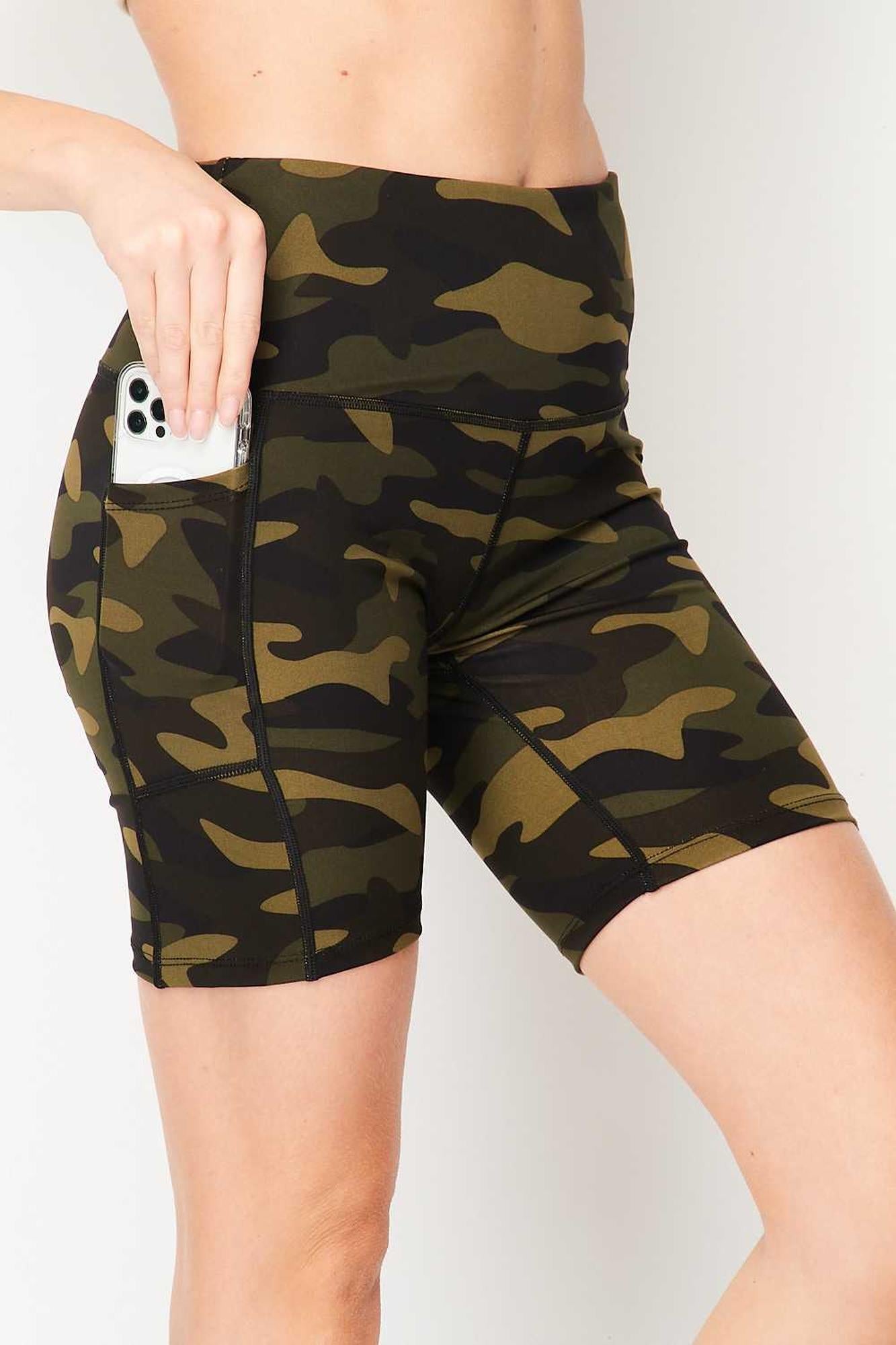 Sport High Waisted Camouflage Biker Premium Shorts
