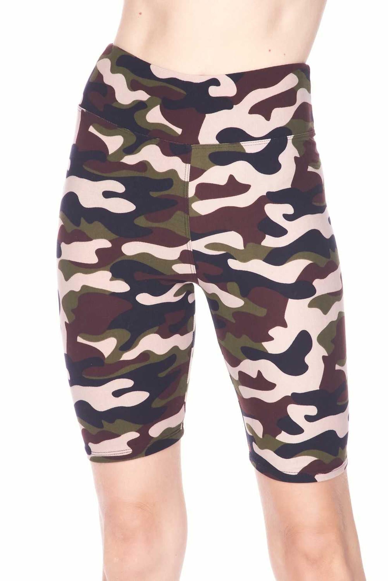 Buttery Soft Flirty Camouflage Biker Premium Shorts - 3 Inch Waist Band