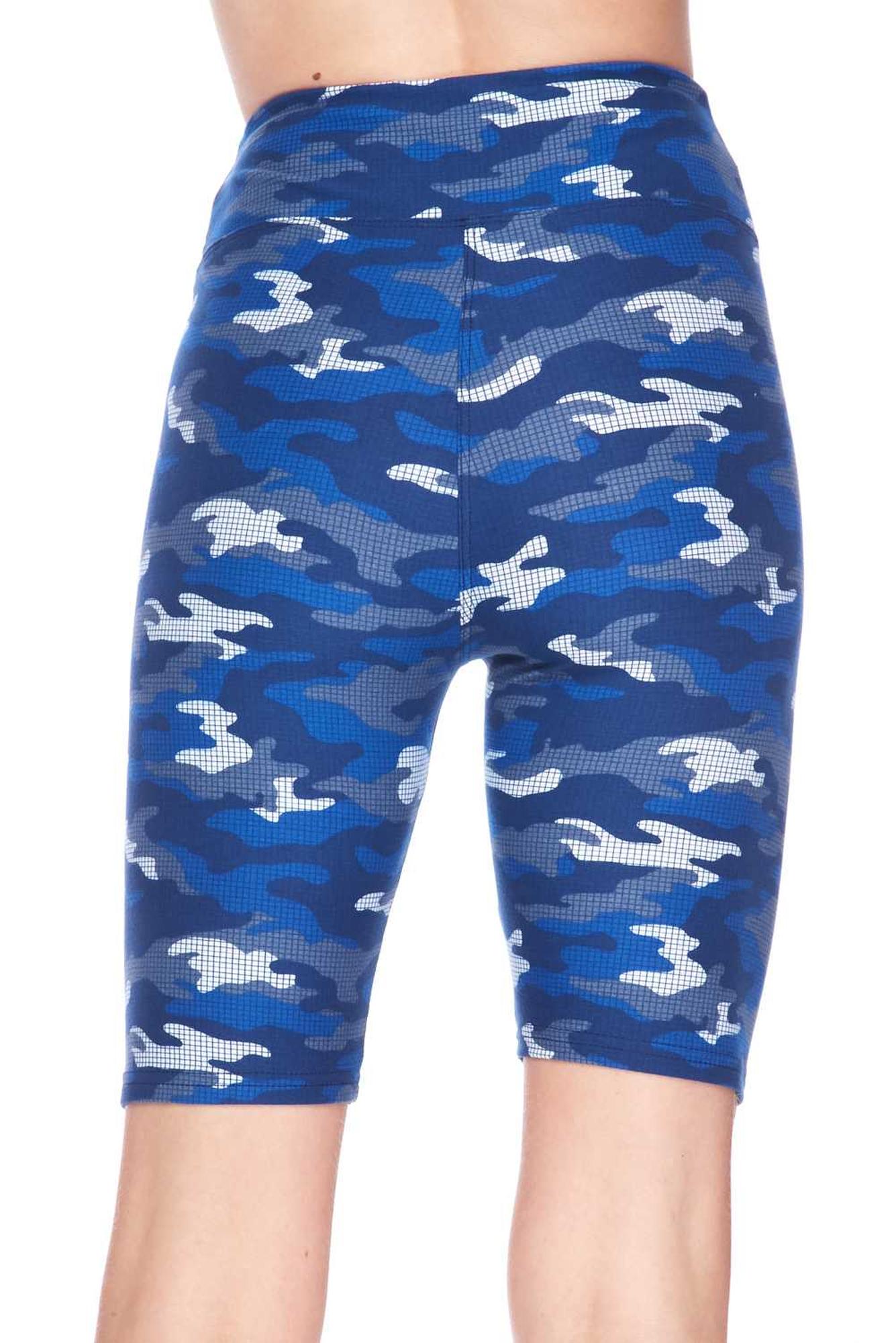 Buttery Soft Blue Grid Camouflage Premium Shorts