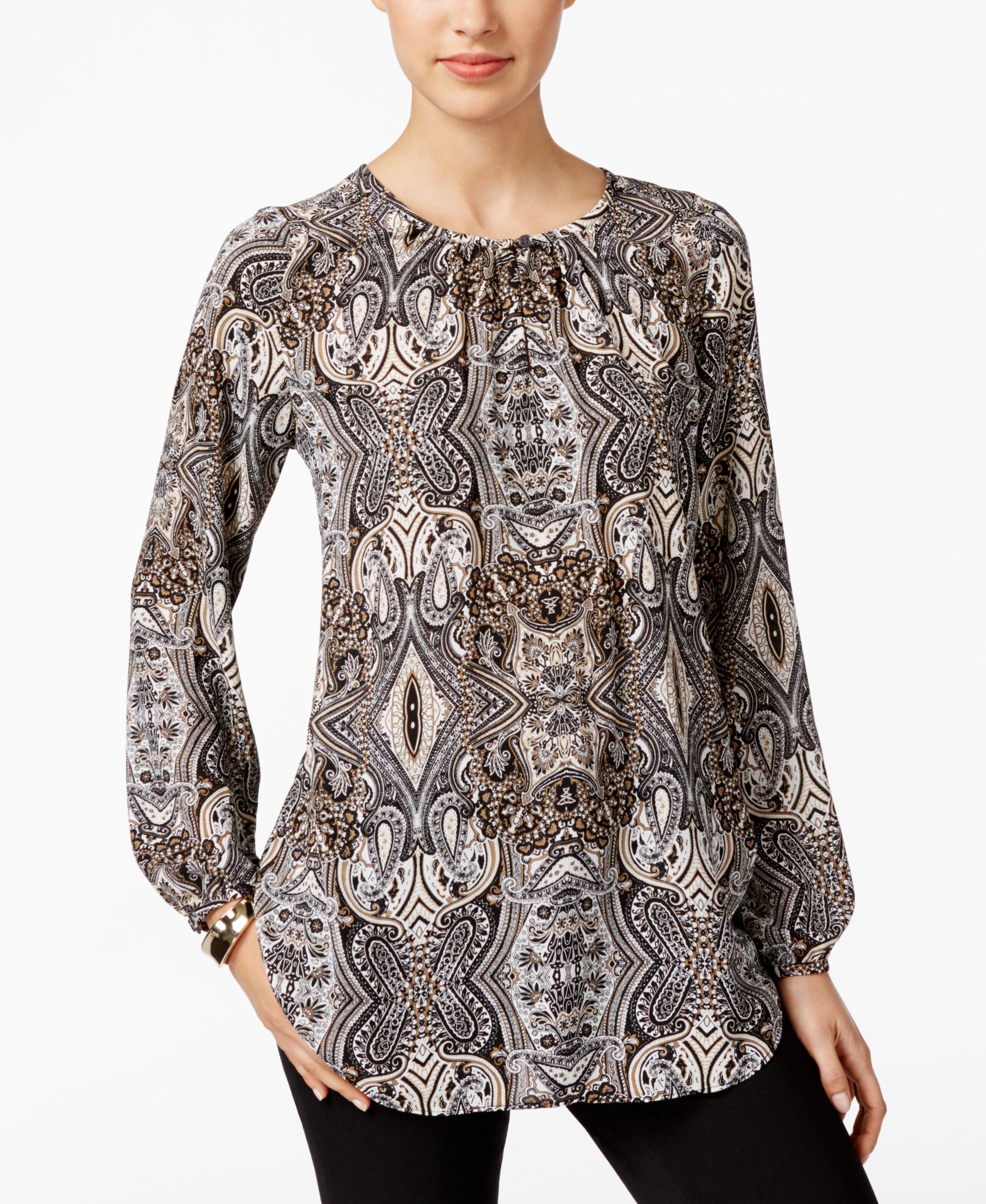 Charter Club Petite Paisley-Print Premium Top