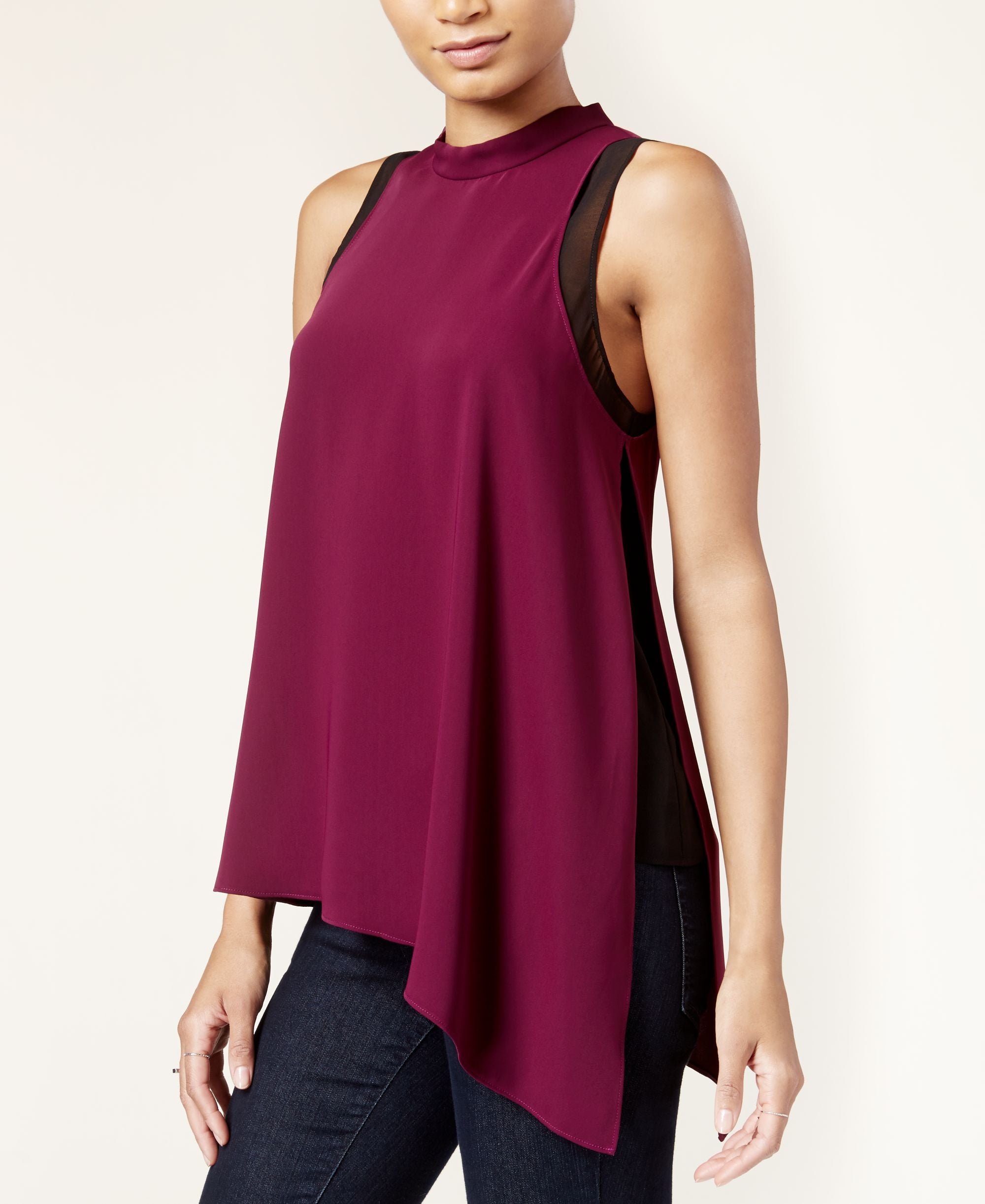Rachel Rachel Roy Asymmetrical Colorblocked Premium Top
