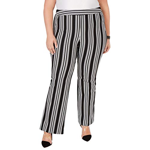 I.N.C. Plus Size Striped Ponte-Knit Boot-Cut Signature Pants