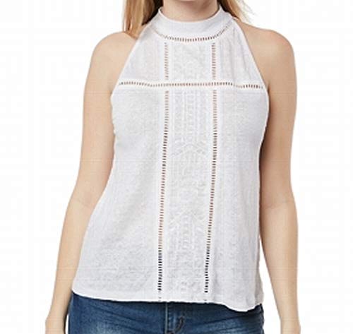Juniors' Caryn Linen-Blend Mock-Neck Premium Top
