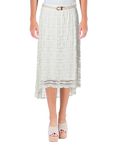 NY Collection Women's Lace Hi-Low Straight Modern Skirt