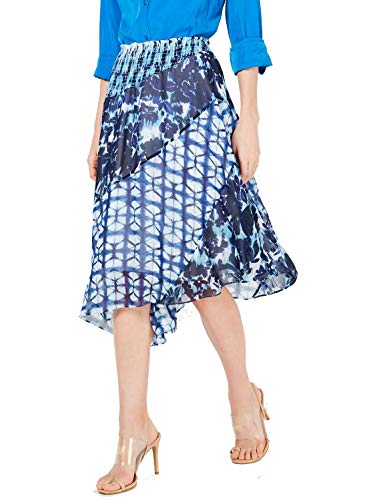 INC Mixed-Print Tie-Dye Asymmetrical Modern Skirt