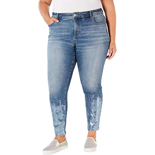 I.N.C. Plus Size Foil-Hem Skinny-Fit Premium Jeans