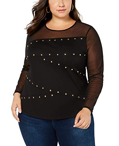 INC Plus Size Embellished Illusion Premium Top