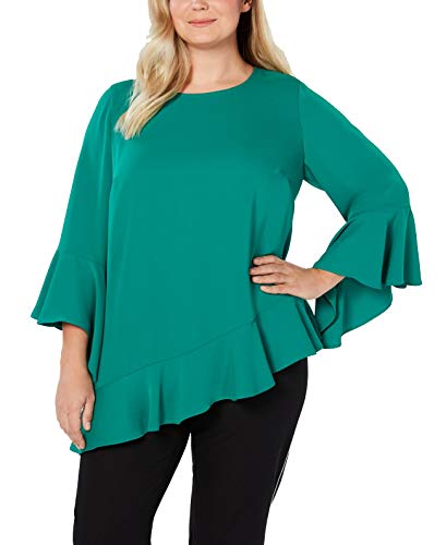 Plus Size Asymmetrical Bell-Sleeve Premium Top