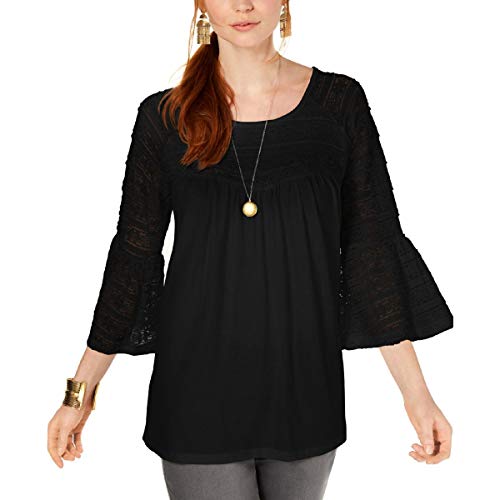 Lace Bell-Sleeve Scoop-Neck Premium Top