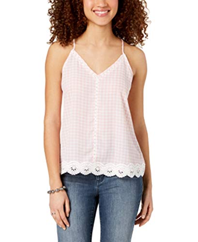 Juniors' Gingham Crochet Tank Premium Top