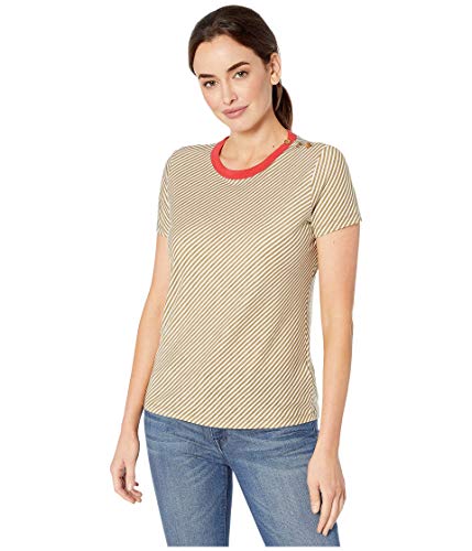 Lauren Ralph Lauren Stripe Print Button Shoulder Cotton T-Modern Shirt
