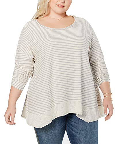 Plus Size Striped Bridge-Hem Premium Top