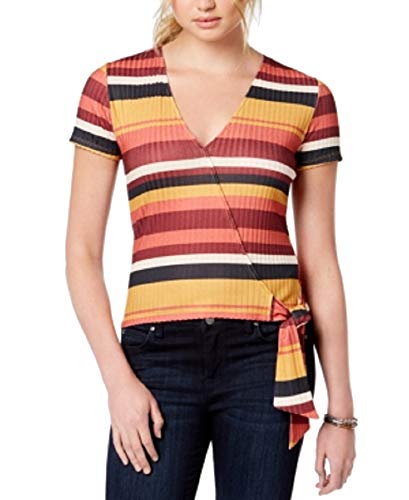 Juniors' Striped Surplice Top