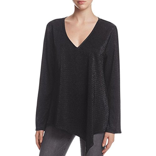 Status By Chenault Womens Metallic Textured Pullover Premium Top