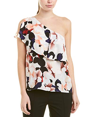 1.State Printed One Shoulder Flounce Premium Top