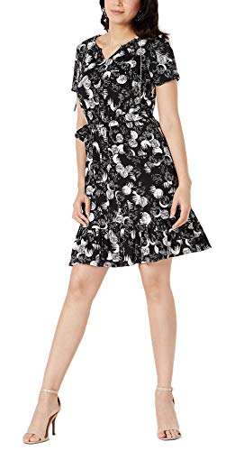 Petite Short-Sleeve Flounce Hem Dress