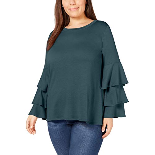 Plus Size Ruffle-Sleeve French Terry Premium Top