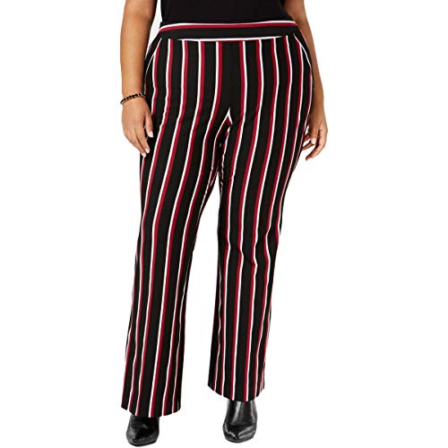 I.N.C. Plus Size Striped Pont&eacute;-Knit Signature Pants