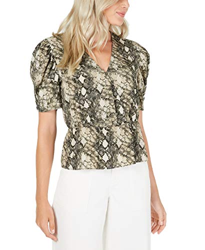 Snake Print Puff-Sleeve Premium Top