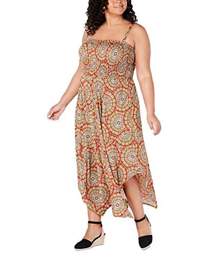 Modern Plus Size Printed Handkerchief-Hem Dress