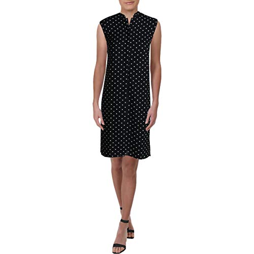 Anne Klein Women's Linen-Blend Button-Down Dress, Anne Black/Anne White, X-Small