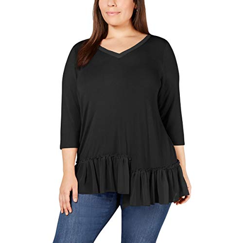 Plus Size Asymmetric Ruffle-Hem Premium Top