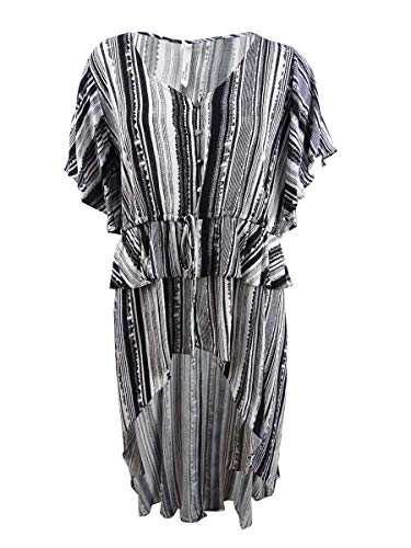 Plus Size Striped Peplum High-Low Premium Top