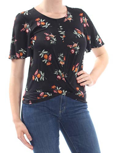 Juniors' Floral-Print Twist-Front Premium Top